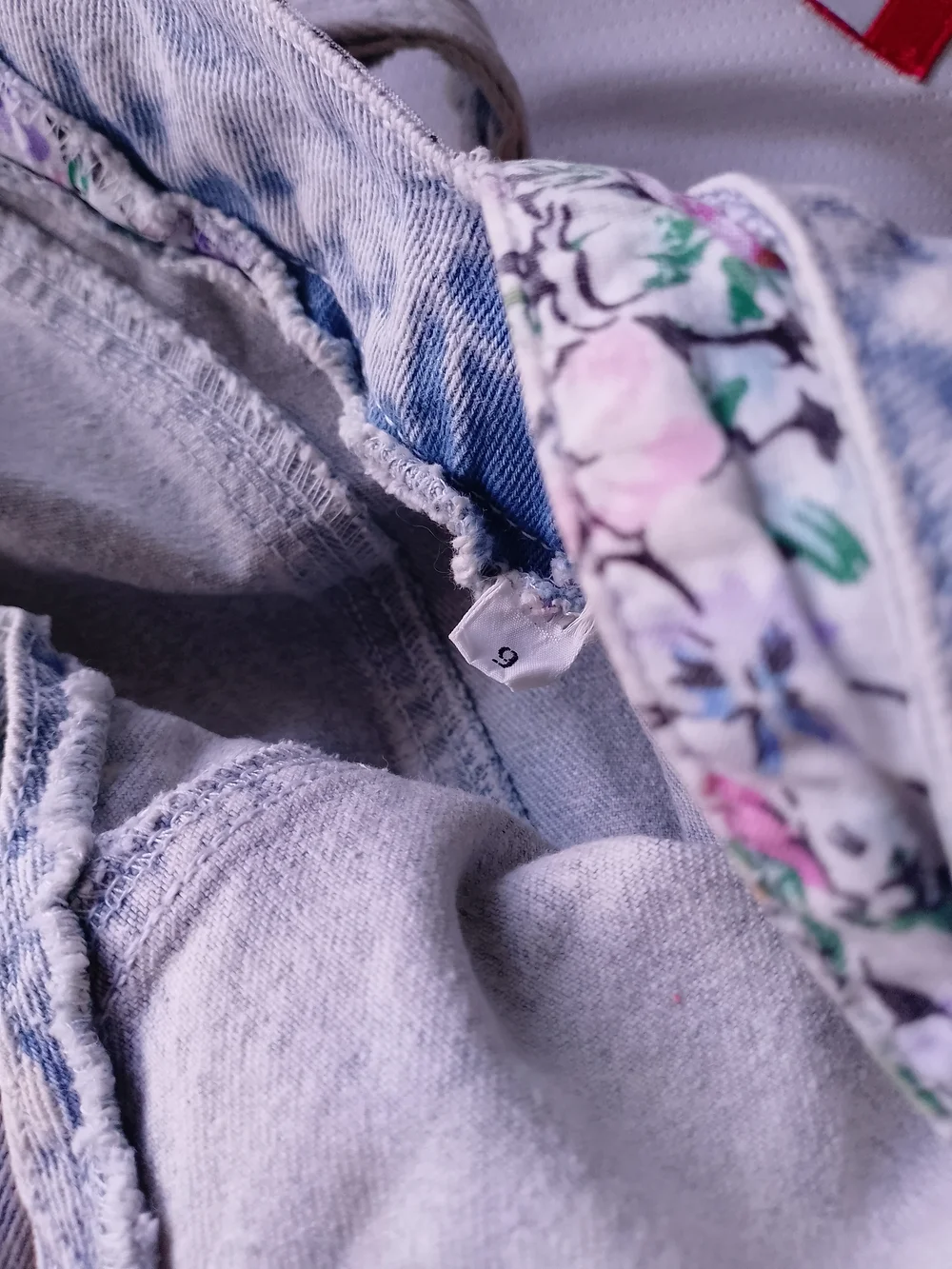 Vintage 80s 90s Acid Wash  Floral Ruffle Mini Short Dress - Picture 12 of 12